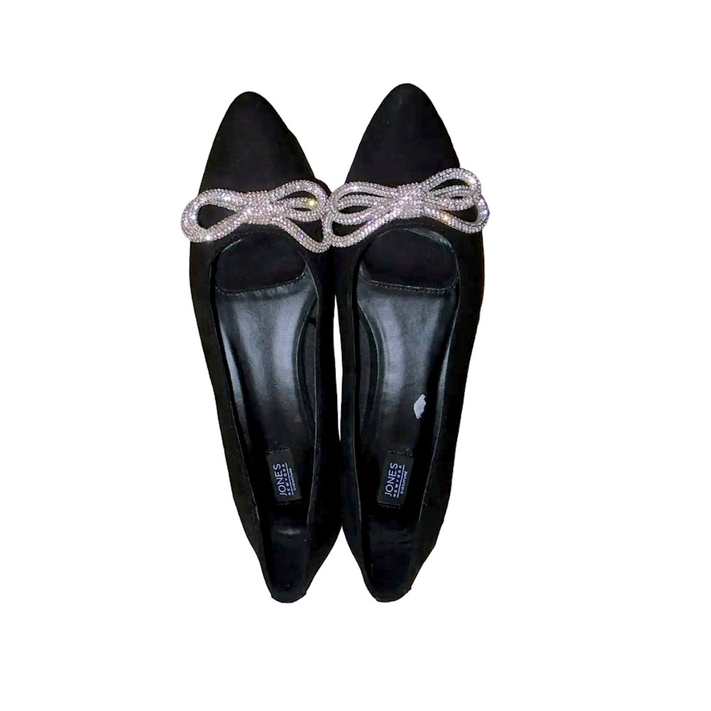 Bow Detail Black Flats by Jones New York Fun Flirty Holiday Shoes  Size 8.5